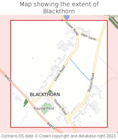 Map showing extent of Blackthorn as bounding box