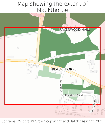 Map showing extent of Blackthorpe as bounding box