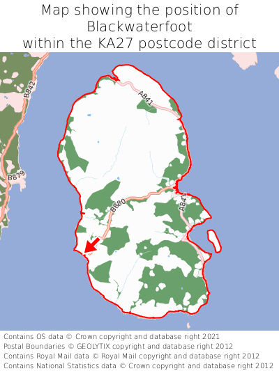 Map showing location of Blackwaterfoot within KA27