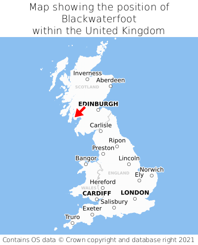 Map showing location of Blackwaterfoot within the UK