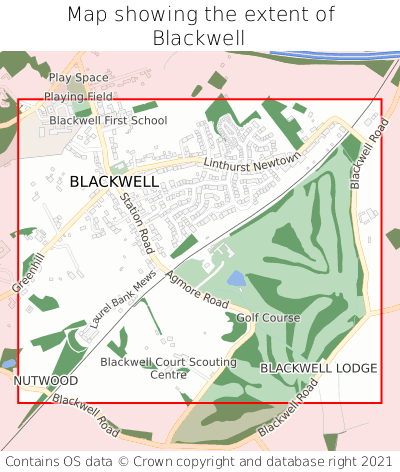 Map showing extent of Blackwell as bounding box