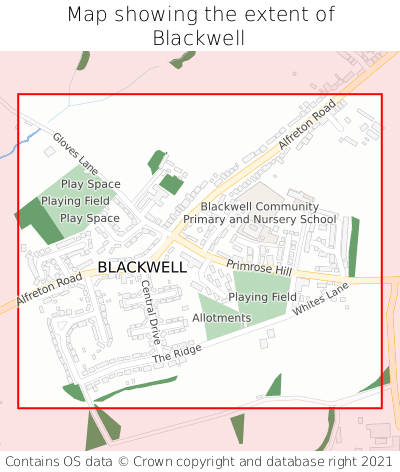 Map showing extent of Blackwell as bounding box