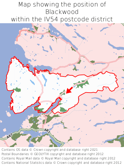 Map showing location of Blackwood within IV54