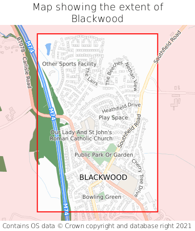 Map showing extent of Blackwood as bounding box