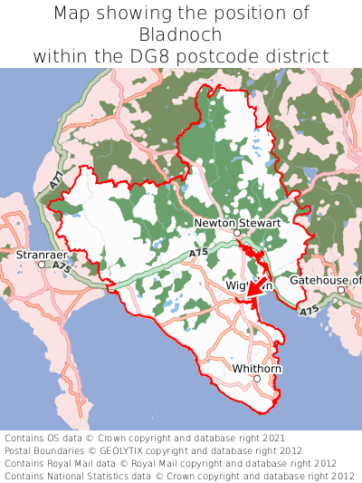 Map showing location of Bladnoch within DG8