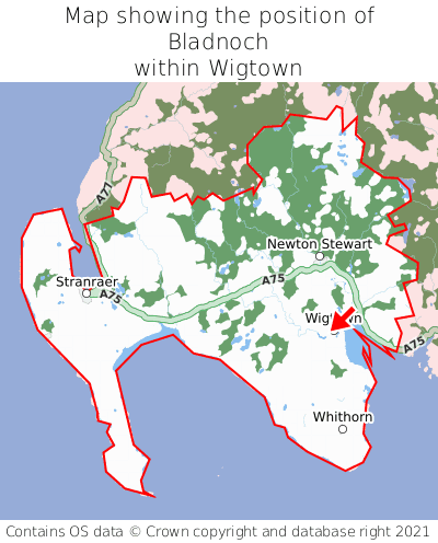 Map showing location of Bladnoch within Wigtown