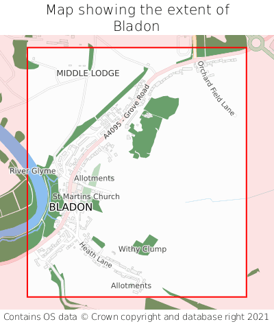 Map showing extent of Bladon as bounding box