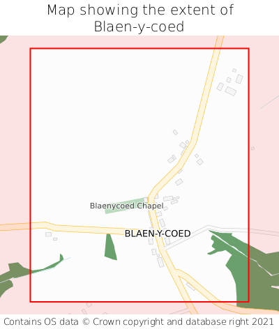 Map showing extent of Blaen-y-coed as bounding box