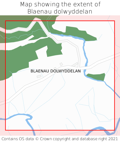 Map showing extent of Blaenau dolwyddelan as bounding box
