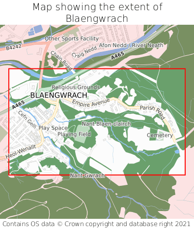 Map showing extent of Blaengwrach as bounding box
