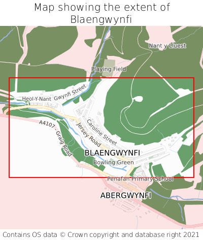 Map showing extent of Blaengwynfi as bounding box