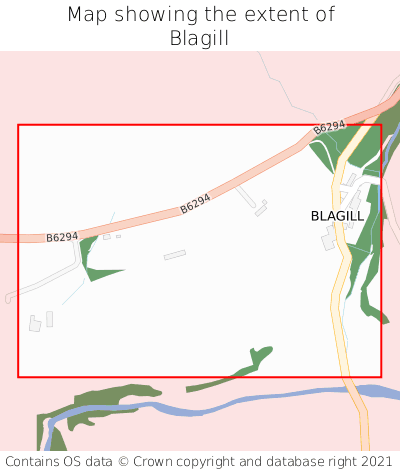 Map showing extent of Blagill as bounding box