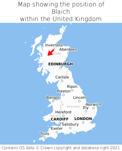 Map showing location of Blaich within the UK