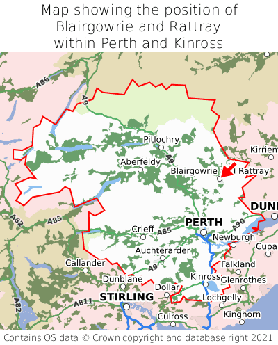 Map showing location of Blairgowrie and Rattray within Perth and Kinross