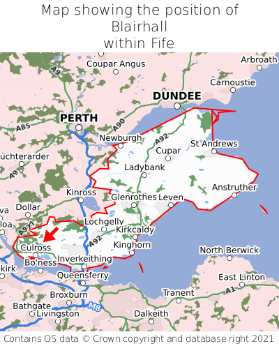 Map showing location of Blairhall within Fife