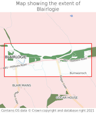 Map showing extent of Blairlogie as bounding box