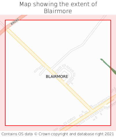 Map showing extent of Blairmore as bounding box