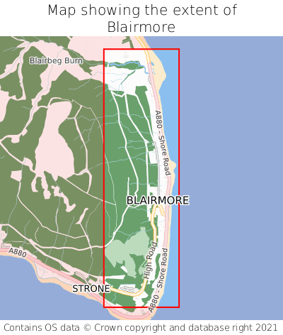 Map showing extent of Blairmore as bounding box