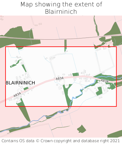 Map showing extent of Blairninich as bounding box