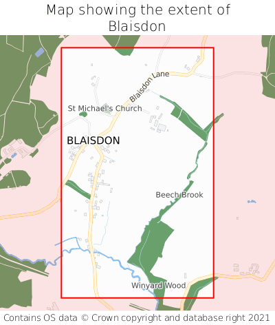 Map showing extent of Blaisdon as bounding box