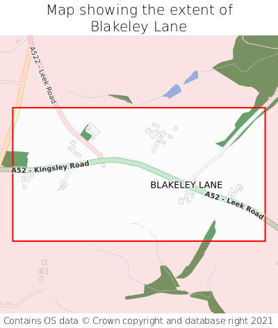 Map showing extent of Blakeley Lane as bounding box
