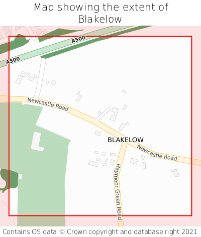 Map showing extent of Blakelow as bounding box