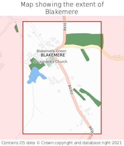 Map showing extent of Blakemere as bounding box
