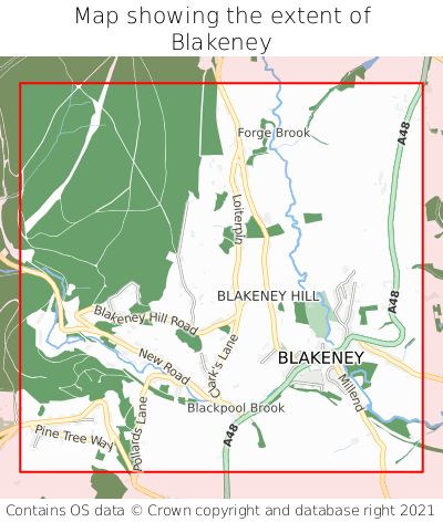 Map showing extent of Blakeney as bounding box