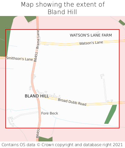 Map showing extent of Bland Hill as bounding box