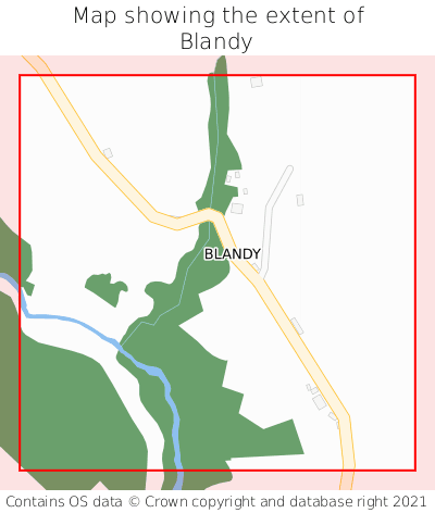 Map showing extent of Blandy as bounding box