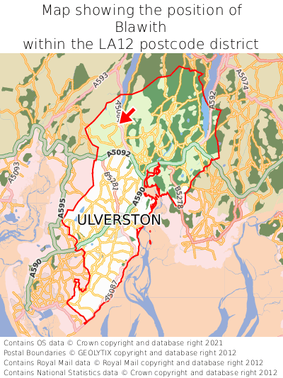 Map showing location of Blawith within LA12