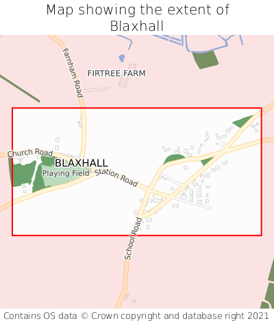 Map showing extent of Blaxhall as bounding box