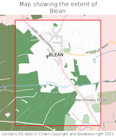 Map showing extent of Blean as bounding box