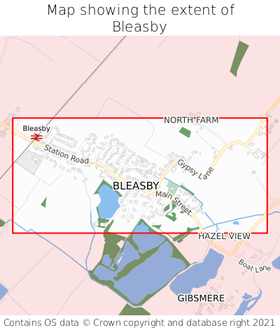 Map showing extent of Bleasby as bounding box