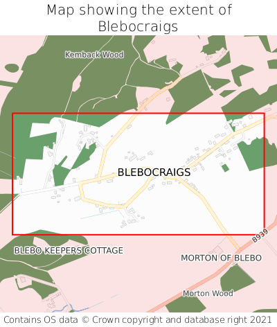 Map showing extent of Blebocraigs as bounding box