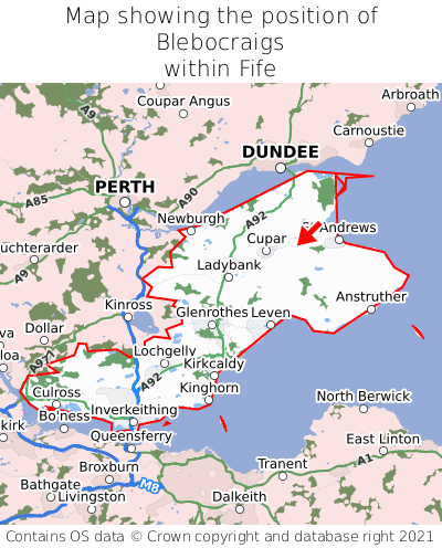 Map showing location of Blebocraigs within Fife