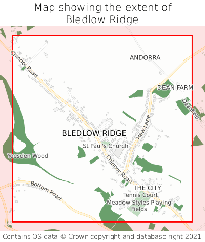Map showing extent of Bledlow Ridge as bounding box