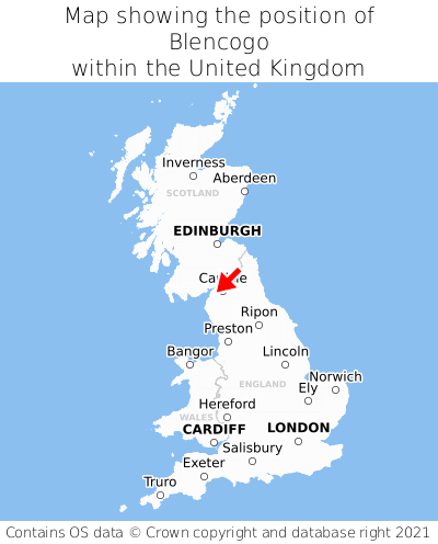 Map showing location of Blencogo within the UK