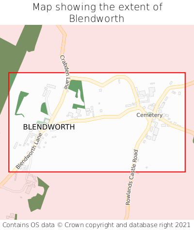 Map showing extent of Blendworth as bounding box