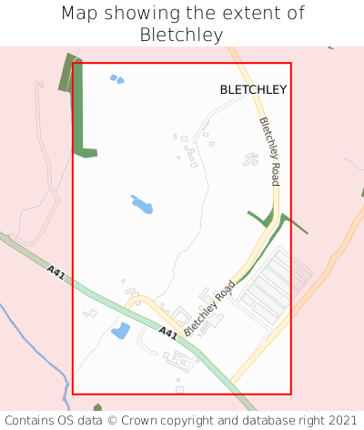 Map showing extent of Bletchley as bounding box
