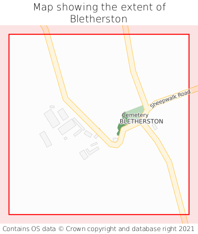 Map showing extent of Bletherston as bounding box