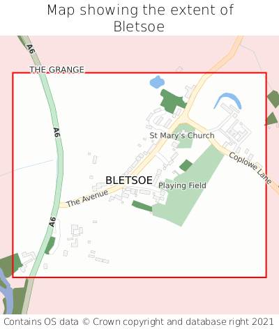 Map showing extent of Bletsoe as bounding box
