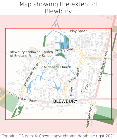 Map showing extent of Blewbury as bounding box