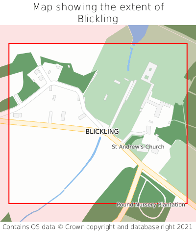 Map showing extent of Blickling as bounding box