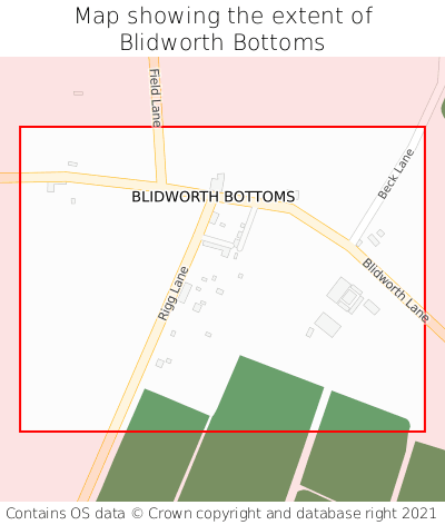 Map showing extent of Blidworth Bottoms as bounding box
