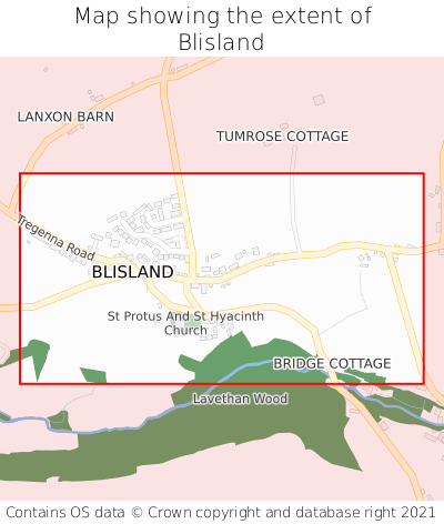 Map showing extent of Blisland as bounding box