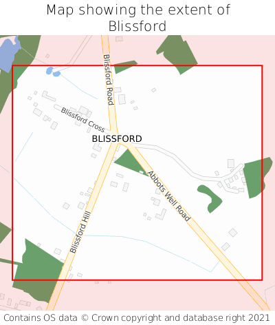 Map showing extent of Blissford as bounding box