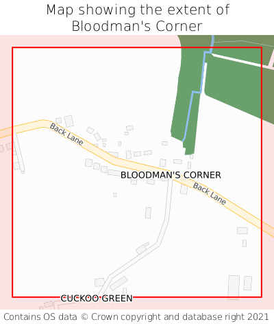 Map showing extent of Bloodman's Corner as bounding box