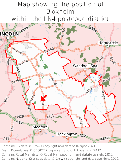 Map showing location of Bloxholm within LN4