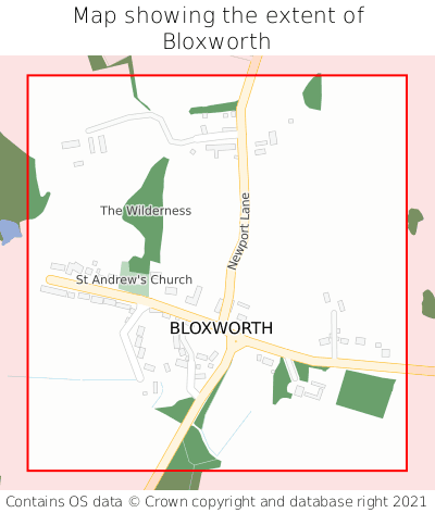 Map showing extent of Bloxworth as bounding box
